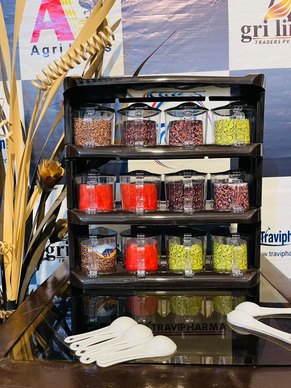 12 in 1 Spices Storage Organizer Masala Rack With Spoons