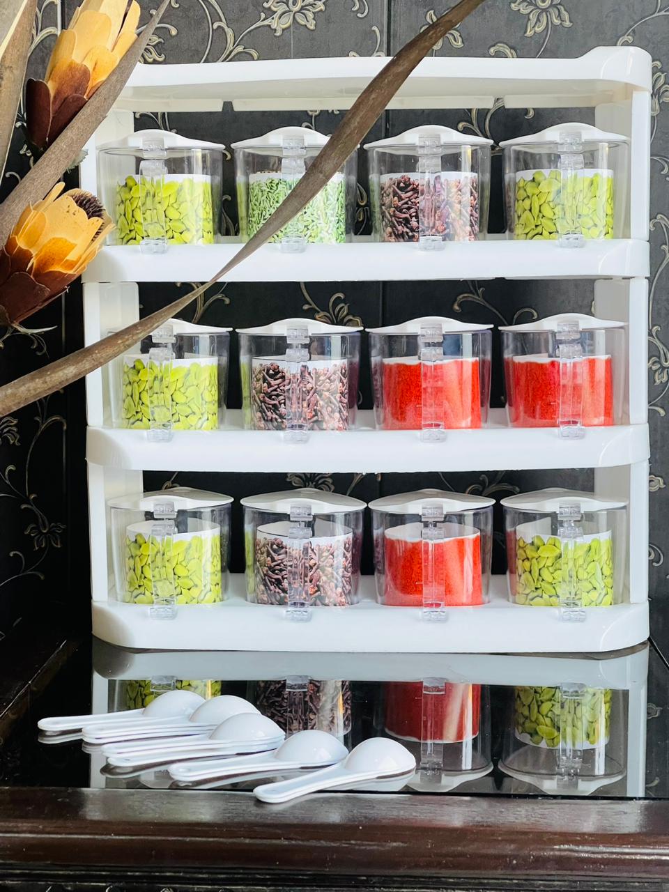 12 in 1 Spices Storage Organizer Masala Rack With Spoons