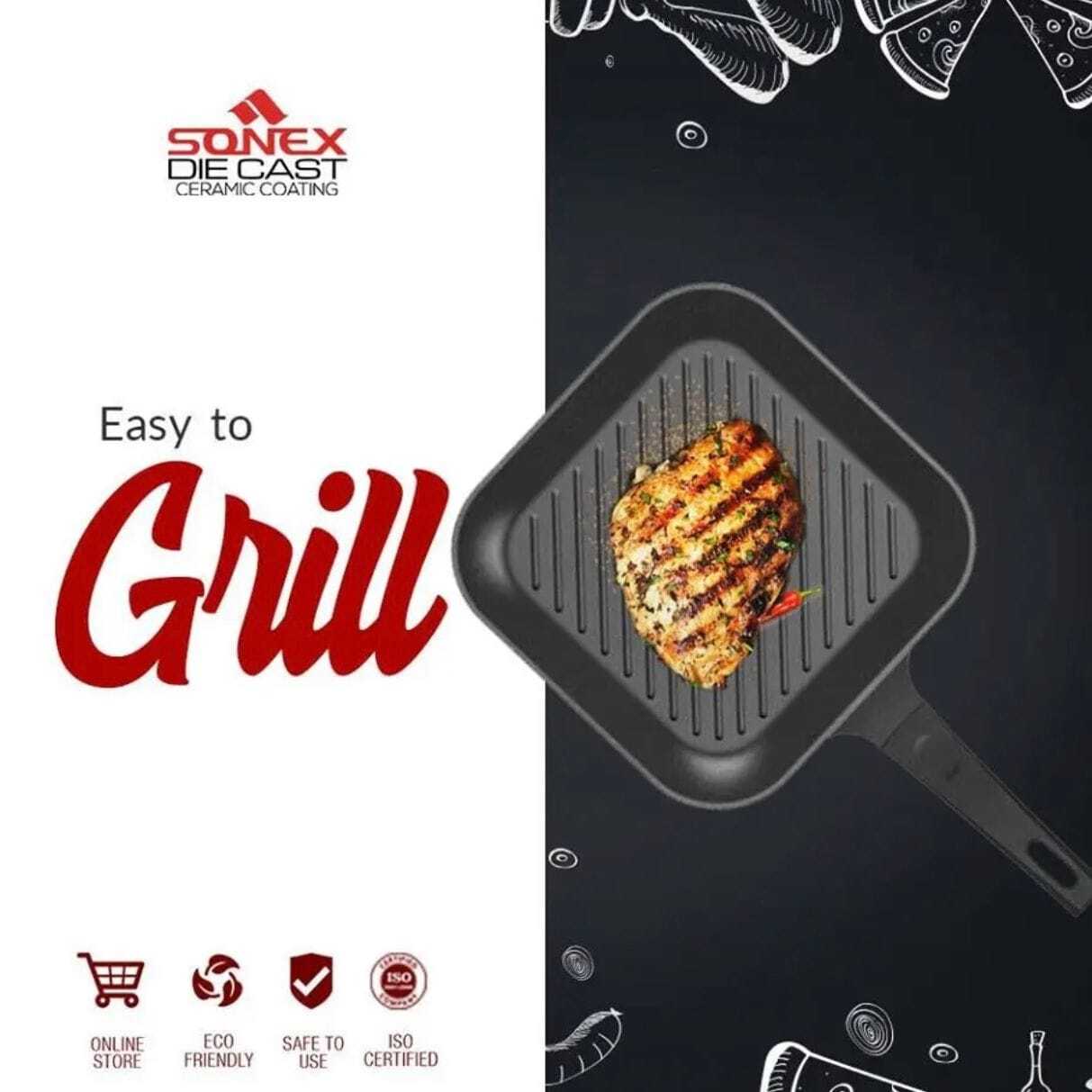 Sonex Die Cast - Non Stick Grill Pan Solo 28 cm